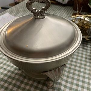 Vintage Elegant Silver Color  Lidded Serving Bowl
